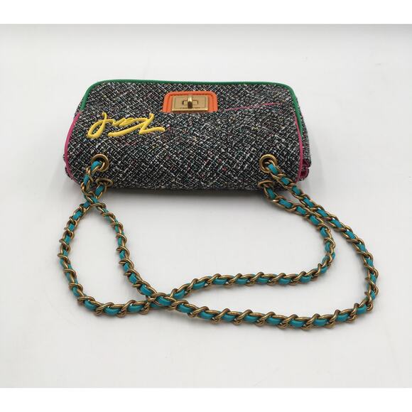 Karl Lagerfeld Colorful Agyness Tweed Shoulder Bag Logo - Picture 3 of 8